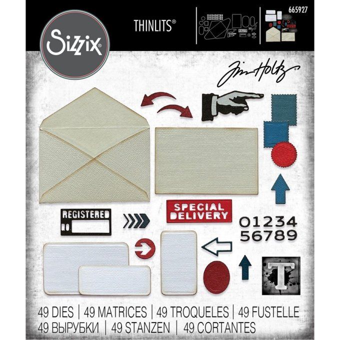 48 Dies/matrices de découpe, Sizzix - Thinlits die set postal