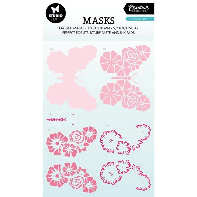 Mask/Stencil - Butterfly floral - StudioLight - dimension : 14.5x20cm environ