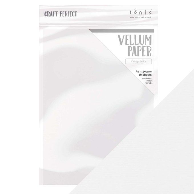 10 feuilles Vellum (vintage white), Tonic Studio, format A4 - 150g