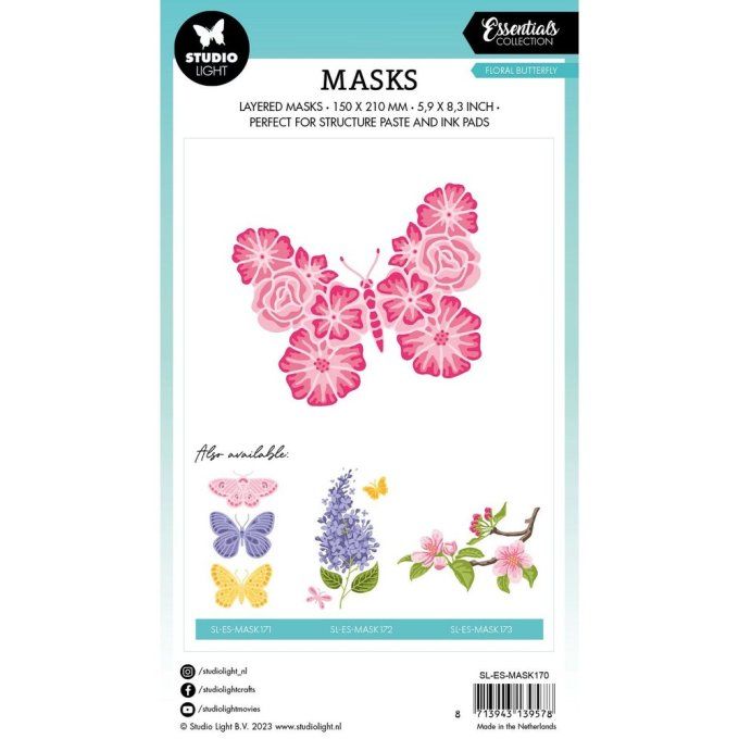 Mask/Stencil - Butterfly floral - StudioLight - dimension : 14.5x20cm environ