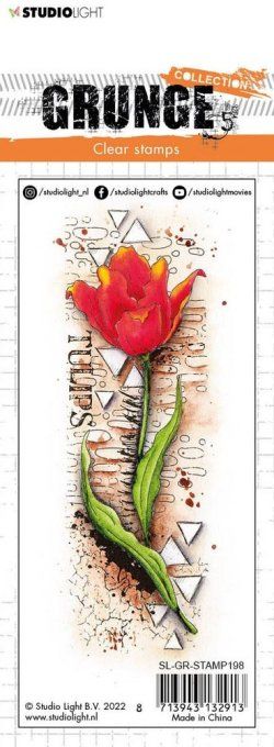 Tampon clear, Collection Grunge - Tulipe - dimension : 14.5x5cm environ