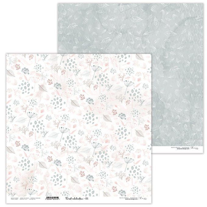 Ensemble de 5 feuilles, 30x30cm, Collection : Forest Celebration - Lexi design - 250g