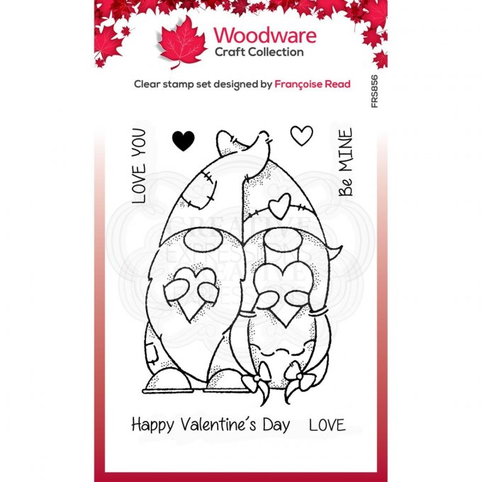 Tampon Gnomes Valentine, Woodware Craft Collection - dimension : 8x11.5cm