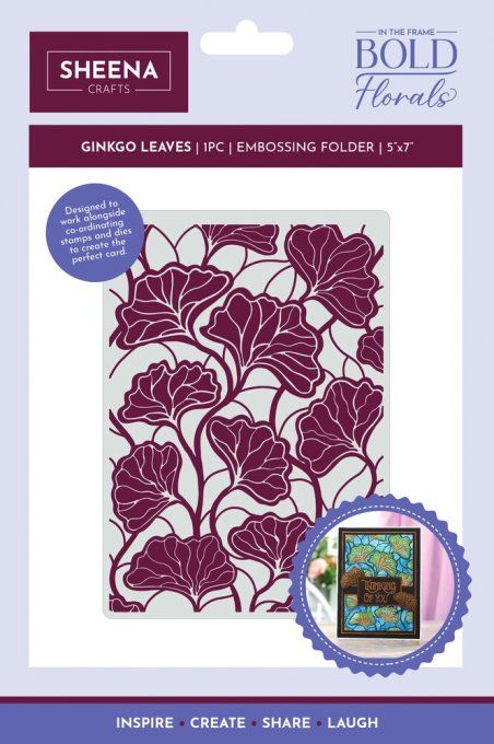 Classeur d'embossage, Crafter's companion - ginko leaves - dimension 12.7x17.78cm 