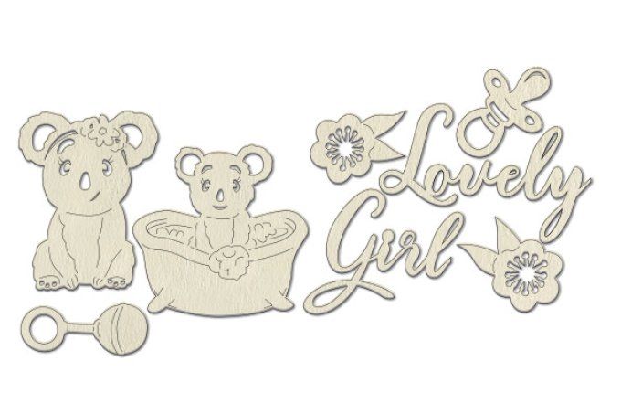 8 Chipboards, Puffy fluffy girl  -dimension de la planche : 10x15cm environ, Fabrika decoru