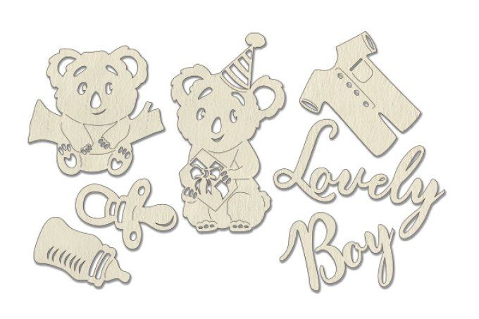 7 Chipboards, Puffy fluffy boy  -dimension de la planche : 10x15cm environ, Fabrika decoru