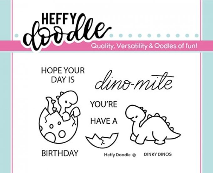 7 petits Tampons clear, Heffy doodle - Dinky dinos, dimension de la planche : 7.5x5cm env.