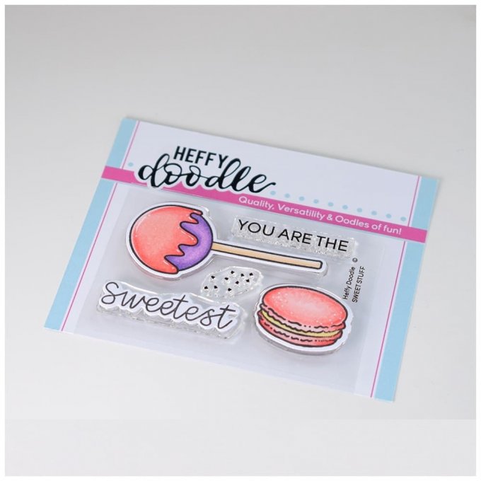 5 petits Tampons clear, Heffy doodle - Sweet stuff, dimension de la planche : 7.5x5cm env.