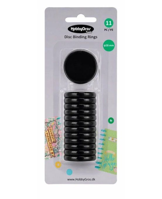 Lot de 11 Disques pour relier - noir - diamètre 28mm