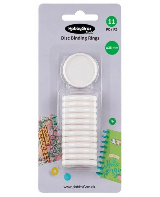 Lot de 11 Disques pour relier - Blanc - diamètre 28mm