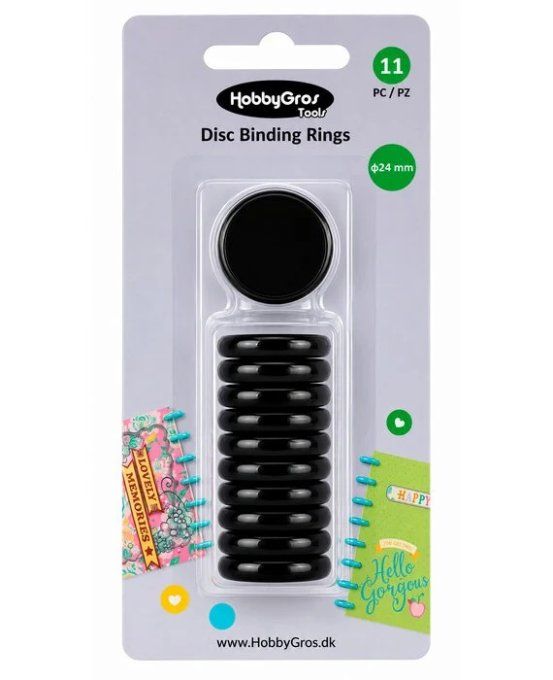Lot de 11 Disques pour relier - noir - diamètre 24mm