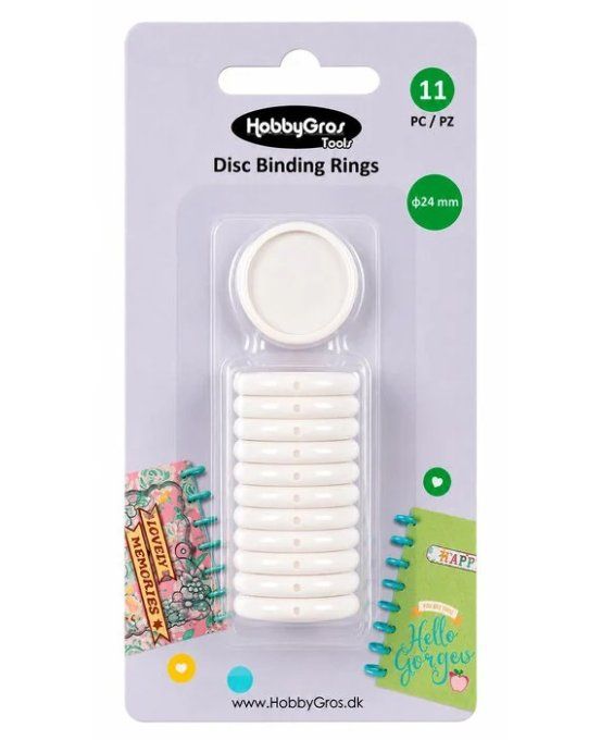 Lot de 11 Disques pour relier - Blanc - diamètre 24mm