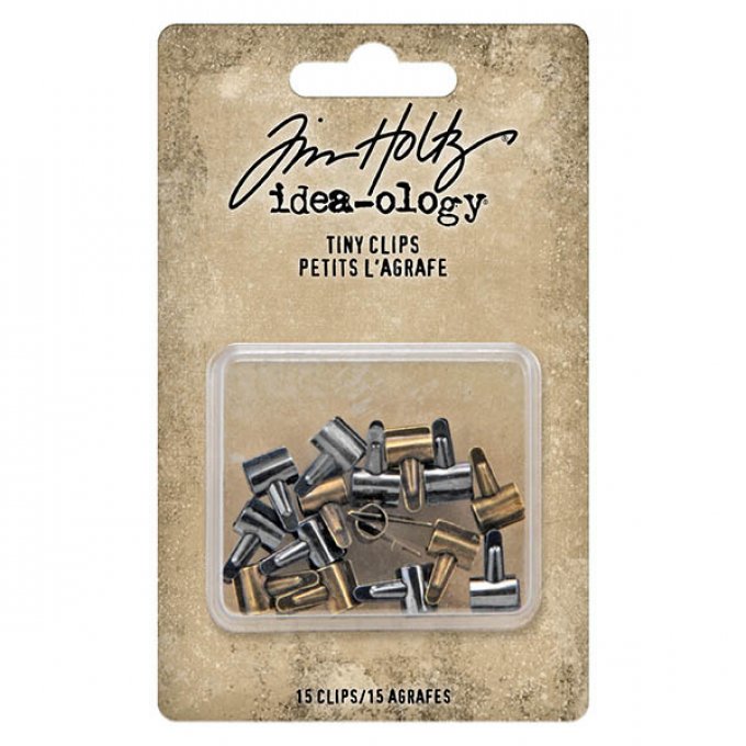 15 mini Pinces en métal couleur argent vieilli et bronze, à l'unité - Tim Holtz