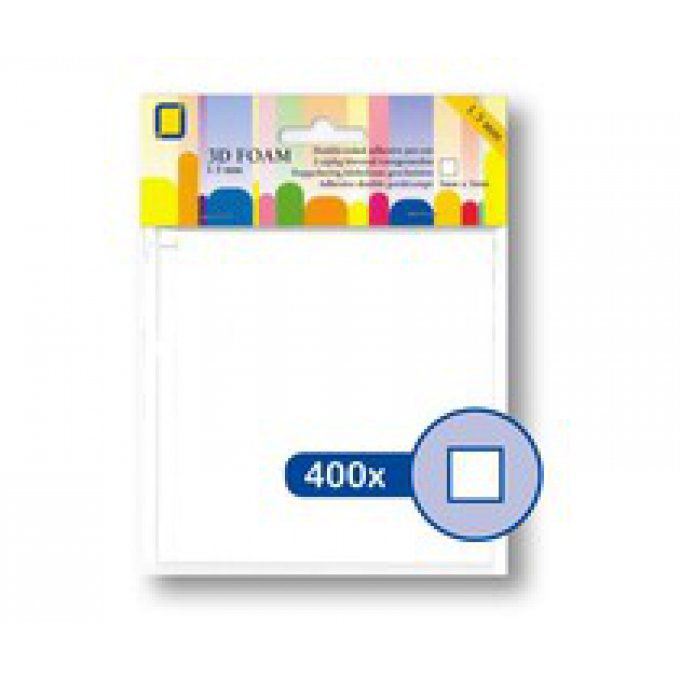 Carrés de mousse 3D, blancs, 5x5x1.5mm