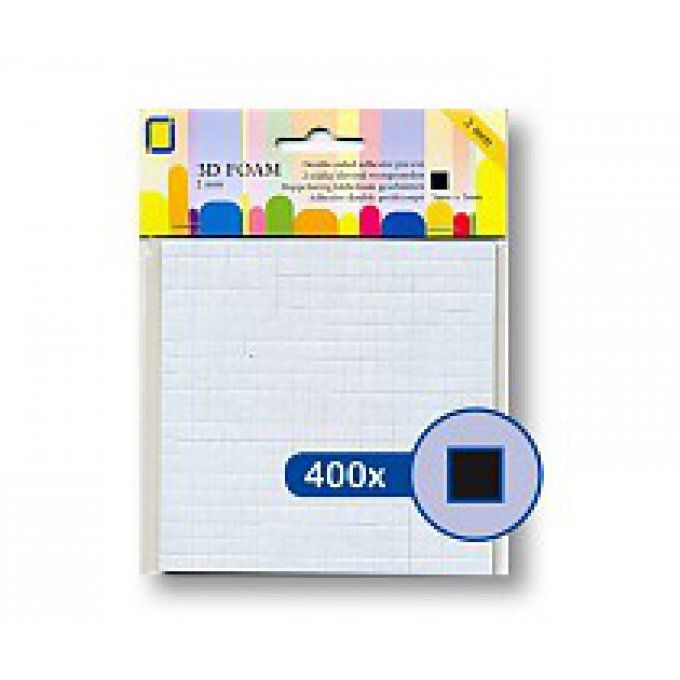 Carrés de mousse 3D, noirs, 5x5x2mm