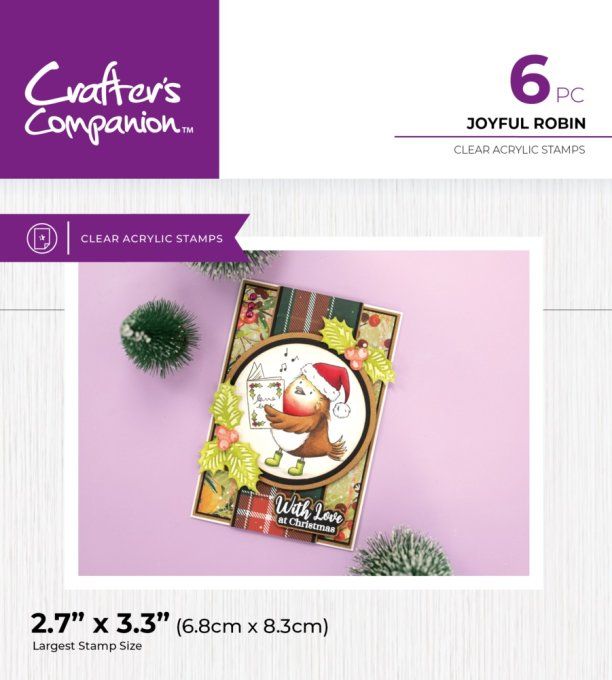 Planche de 6 tampons clears, Crafter's companion, Joyful Robin