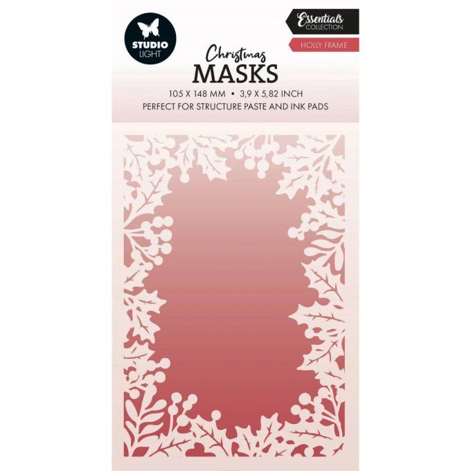 Pochoir/mask - StudioLight - Holly frame - Dimension : 10.2x14.3cm environ 