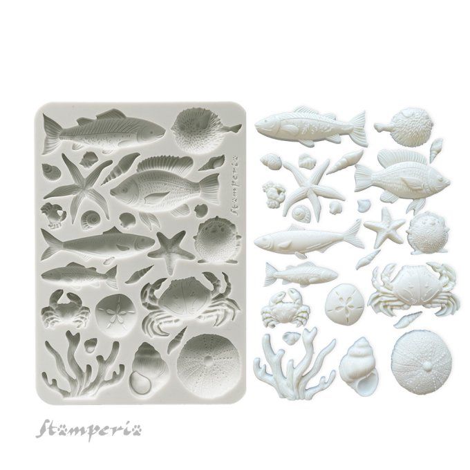 Moule en silicone, Silent sea,  Stampéria - format A5  - 14.5x21cm