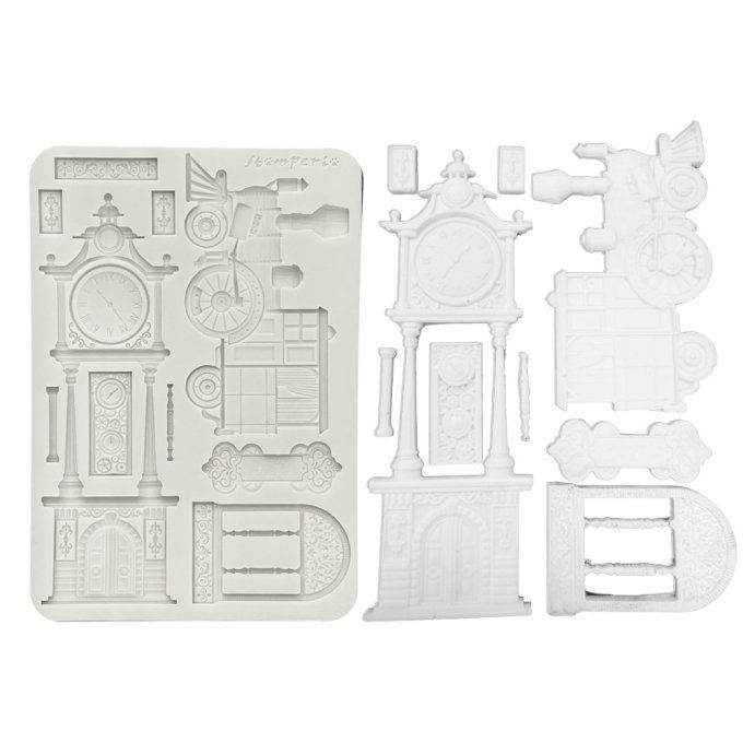 Moule en silicone, Gardens of time,  Stampéria - format A5  - 14.5x21cm