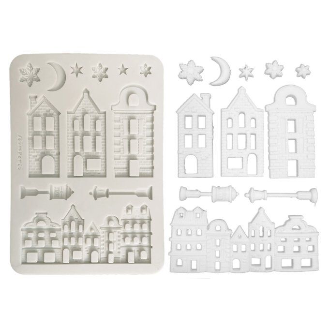 Moule en silicone, Christmas village,  Stampéria - format A5  - 14.5x21cm 