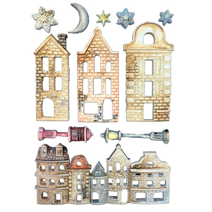 Moule en silicone, Christmas village,  Stampéria - format A5  - 14.5x21cm 