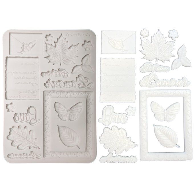 Moule en silicone, Flowers and Poems,  Stampéria - format A5  - 14.5x21cm