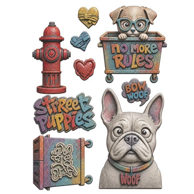 Moule en silicone, Furry friends 2,  Stampéria - format A5  - 14.5x21cm
