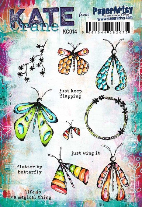 12 tampons caoutchouc, collection Kate Crane, PaperArtsy  - set 014