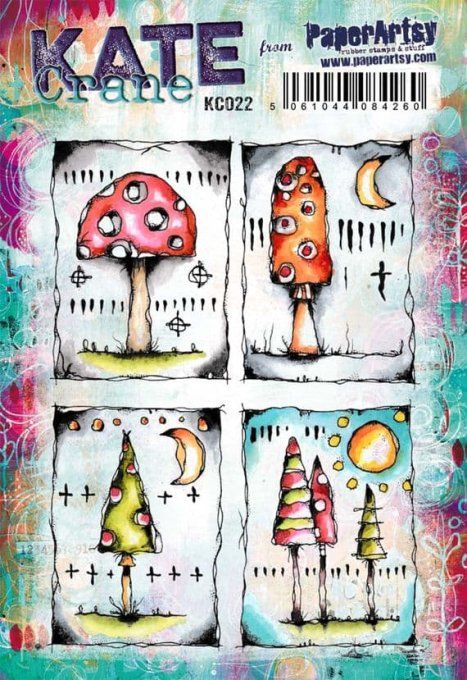 4 tampons caoutchouc, collection Kate Crane, PaperArtsy