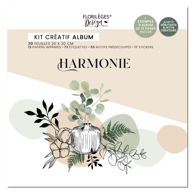 Florilèges Design, Kit créatif album Harmonie, dimension 20x20cm