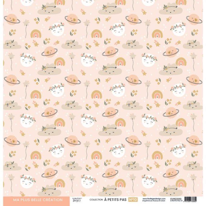 Florilèges Design, Collection à petit pas girl, 30x30cm - 6 feuilles motif recto verso