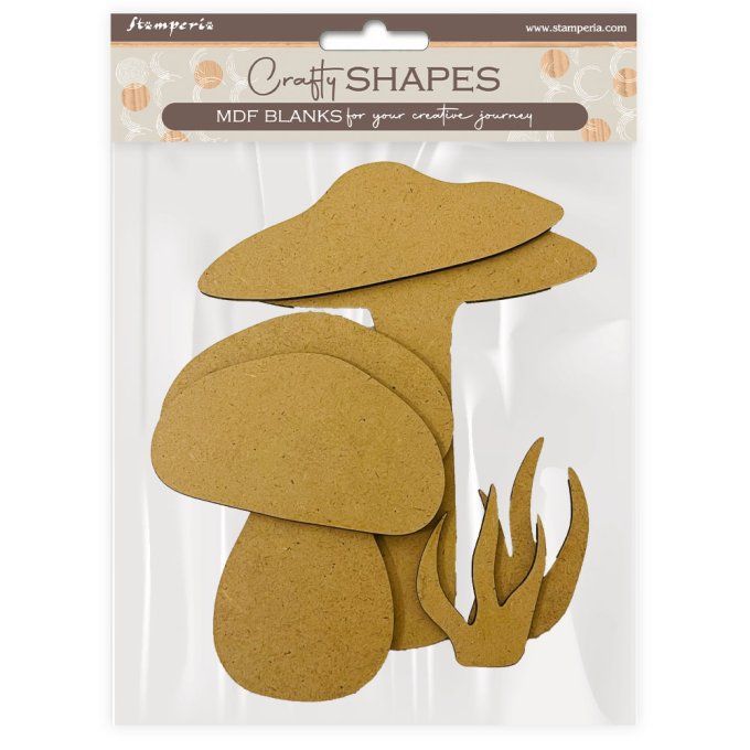 Support à customiser en MDF, Stampéria - Champignons, dimension 13x16 et 10x13cm environ