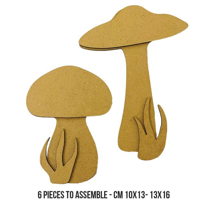 Support à customiser en MDF, Stampéria - Champignons, dimension 13x16 et 10x13cm environ
