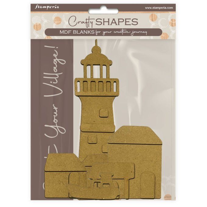 Support à customiser en MDF, Stampéria - Silent sea, Phare et paysage