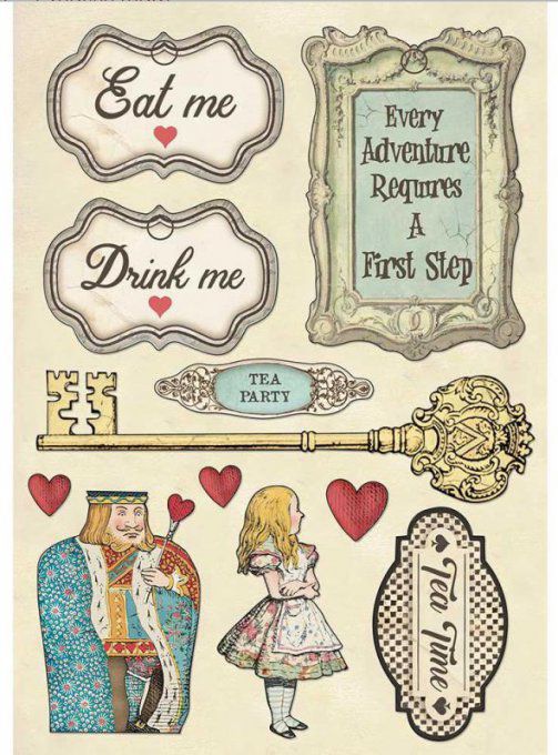Planche de chipboards colorés, Alice, Drink me, Stampéria