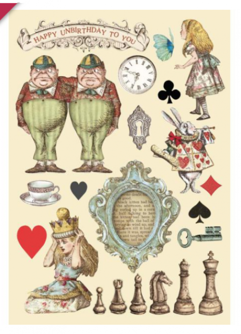 Planche de chipboards colorés, Alice, Stampéria - Planche format A5