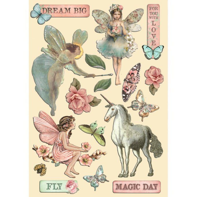 Planche de chipboards colorés, Wonderland, Stampéria - Planche format A5