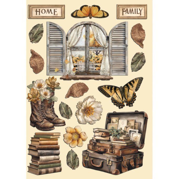 Planche de chipboards colorés, Golden harmony, Stampéria - Planche format A5