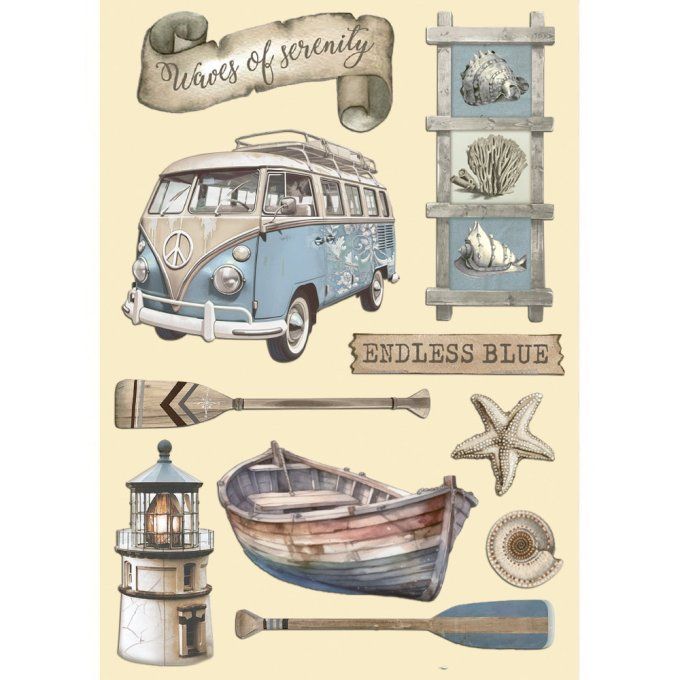 Planche de chipboards colorés, Silent sea, Stampéria - Planche format A5 
