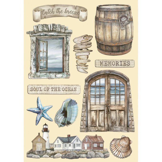 Planche de chipboards colorés, Silent sea, Stampéria - Planche format A5