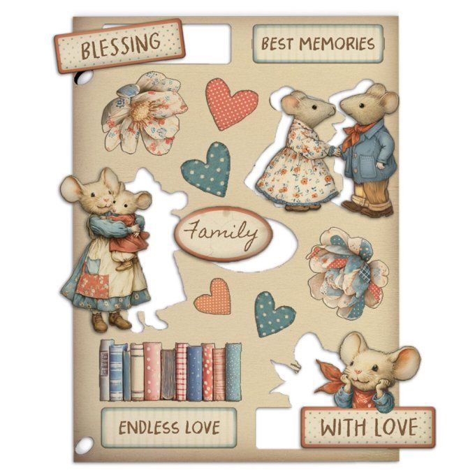 Planche de chipboards colorés, Famille, Stampéria - Planche format A5