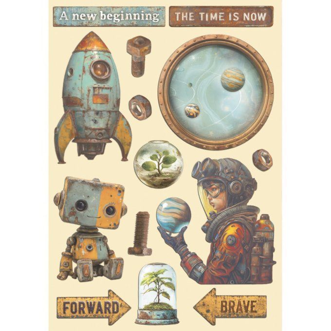 Planche de chipboards colorés, A new beginning, Stampéria - Planche format A5