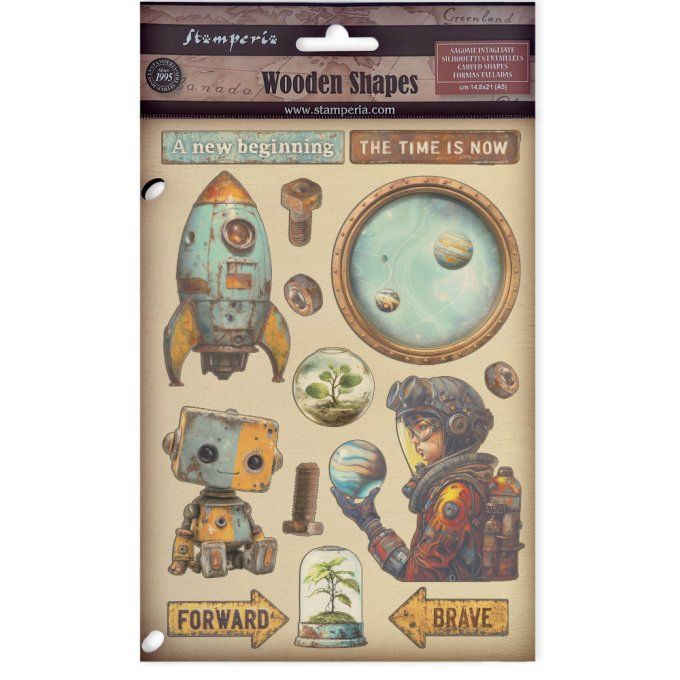 Planche de chipboards colorés, A new beginning, Stampéria - Planche format A5