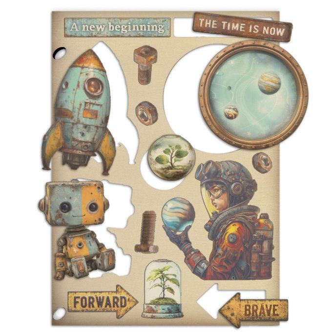 Planche de chipboards colorés, A new beginning, Stampéria - Planche format A5