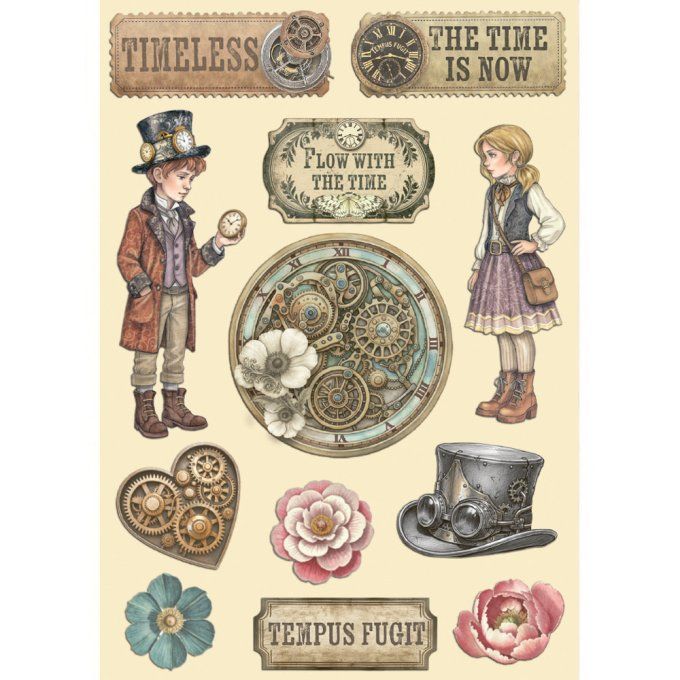 Planche de chipboards colorés, Gardens of time, Stampéria - Planche format A5