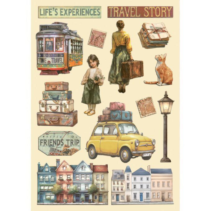 Planche de chipboards colorés, Art of travelling, Stampéria - Planche format A5 