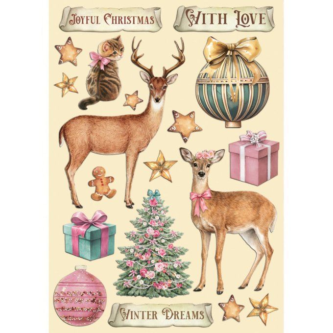 Planche de chipboards colorés, winter magic, Stampéria - Planche format A5
