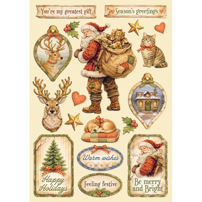 Planche de chipboards colorés, Silent night, Stampéria - Planche format A5