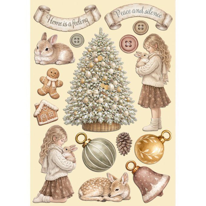Planche de chipboards colorés, White christmas, Stampéria - Planche format A5