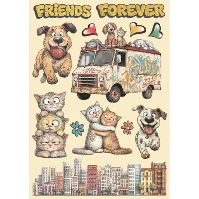 Planche de chipboards colorés, Furry friends 2, Stampéria - Planche format A5 